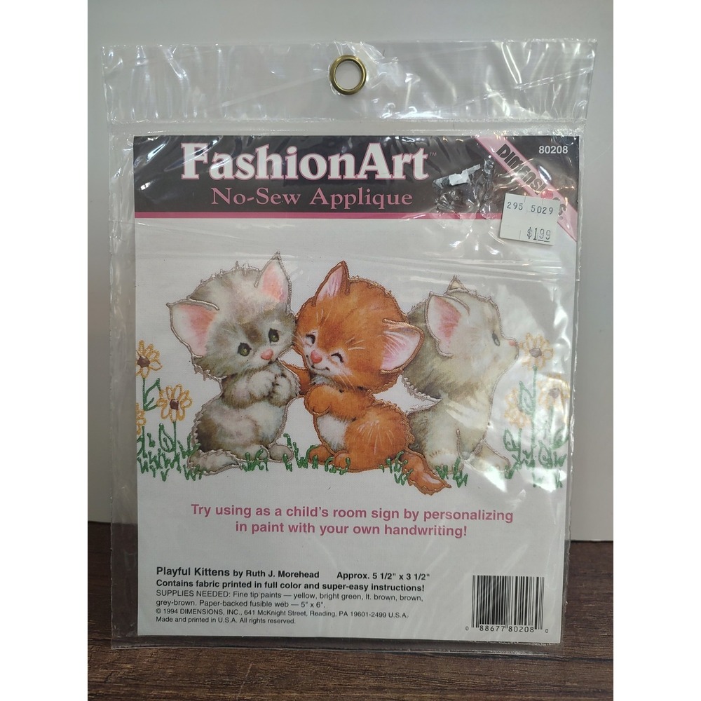 Dimensions Fashion Art No-Sew Applique PLAYFUL KITTENS by Ruth Moorehead 1994